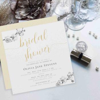 modern stylish black white orchid bridal shower invitation