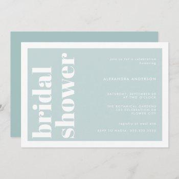 modern typography mint turquoise bridal shower invitation