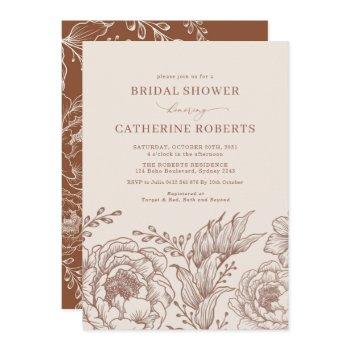 modern vintage botanical floral bridal shower invitation
