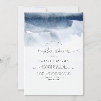 modern watercolor | blue couples shower invitation