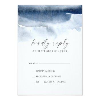 Modern Watercolor | Blue Simple Rsvp Card Front View