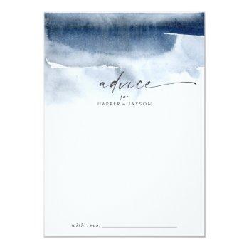 Modern Watercolor | Blue Wedding Advice Card Front View
