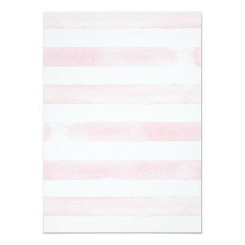 Modern Watercolor Chic Wide Stripes W Roses Invitation Front View