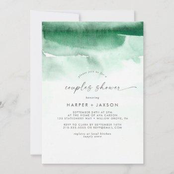 modern watercolor | green couples shower invitation