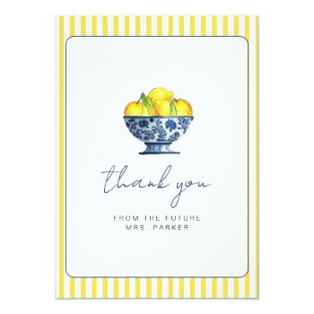Modern Watercolor Lemon Bridal Shower Thank You Invitation Front View