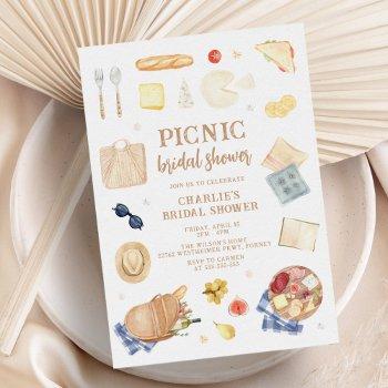 modern watercolor picnic bridal shower invitation