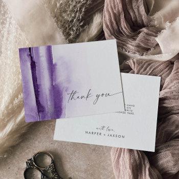 modern watercolor | purple thank you card