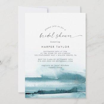 modern watercolor | teal bridal shower invitation