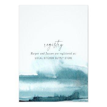 Modern Watercolor | Teal Gift Registry Enclosure Card Front View