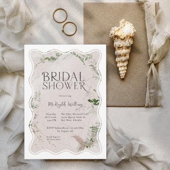 modern wavy border bridal shower invitation
