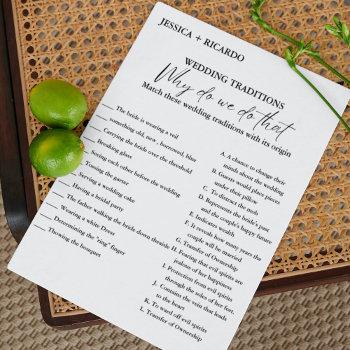 Modern Wedding Traditions Bridal Shower Game Card Front View