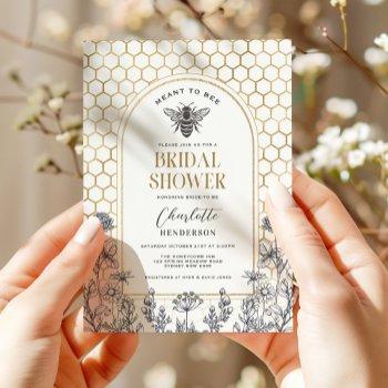 modern wildflower honey bee bridal shower invitation