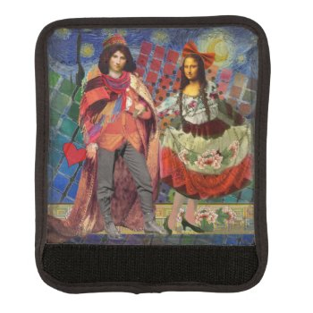 mona lisa romantic funny colorful artwork luggage handle wrap