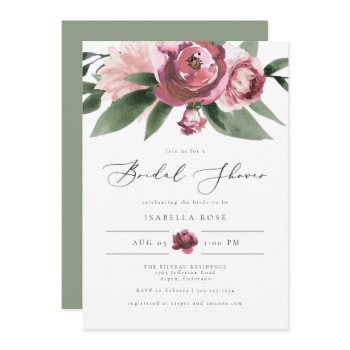 monet - dusty blush floral garden bridal shower invitation