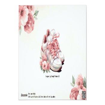 Monogram Pink Sneaker Floral Photo Bridal Shower Thank You Card Front View