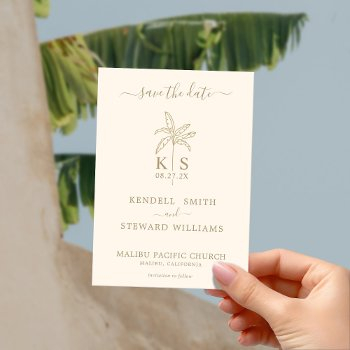monogram wedding logo palm tree save the date invitation