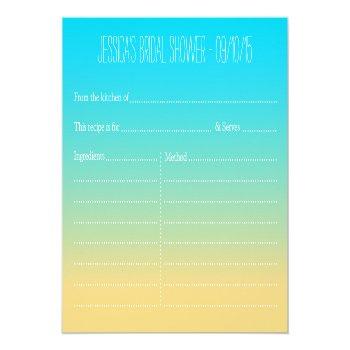 Monogram Wreath Beach Ombre Bridal Shower Recipe Invitation Postcard Front View