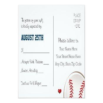 Monogrammed Baseball Wedding Rsvp Postcard Front View