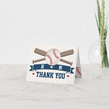 monogrammed baseball wedding thank you