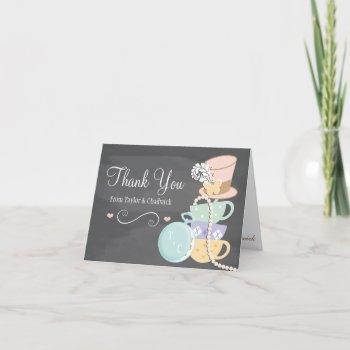 monogrammed mad hatter wedding thank you card