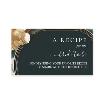 monstera emerald green and gold bridal shower enclosure card