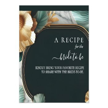 Monstera Emerald Green And Gold Bridal Shower Enclosure Card Front View