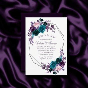 moody boho | eggplant bouquet frame baby shower invitation