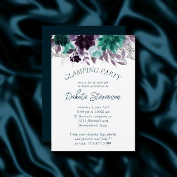 moody boho | teal dark floral garland glamping invitation