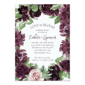 Moody Passions | Dramatic Purple Wine Rose Wreath Invitation Front View