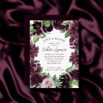 moody passions | dramatic purple wine rose wreath invitation