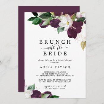 moody purple brunch with the bride bridal shower invitation