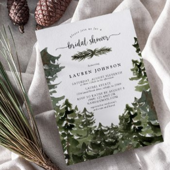 mountain pine forest winter bridal shower invitation