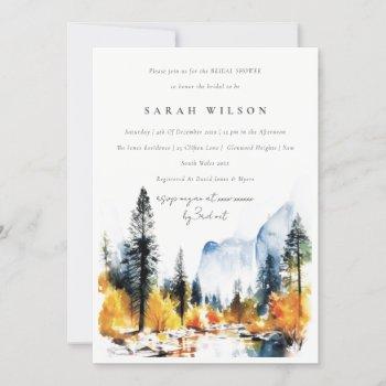 mountain river fall winter landscape bridal shower invitation