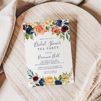 multicolor elegant floral bridal shower tea party  invitation