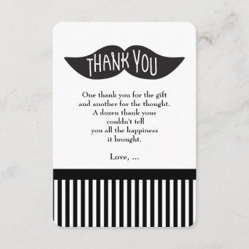 mustache bash striped modern thank you card