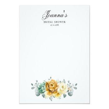 Mustard Yellow Floral Sage Bridal Shower Game Front View