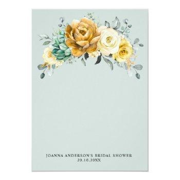 Mustard Yellow Floral Sage Greenery Bridal Shower Thank You Card Front View