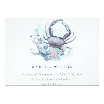 Muted Crab Coral Nautical Couples Shower Invite Front View