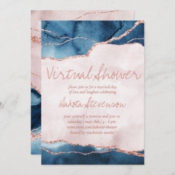 mystic elegance | blue pink agate virtual shower invitation