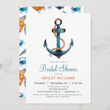 nautical anchor bridal shower invitation