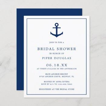 nautical anchor budget bridal shower invitation