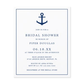 nautical anchor budget bridal shower invitation flyer