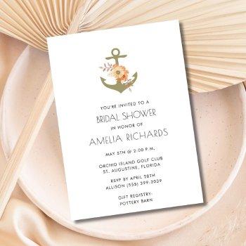 nautical anchor gold stripe bridal shower invite