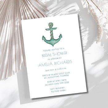 nautical anchor teal stripe bridal shower invite