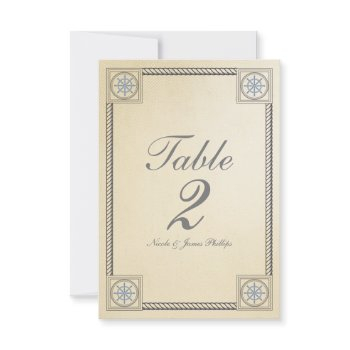 nautical beach vintage wedding table number card