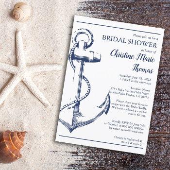 nautical navy anchor bridal shower recipe request invitation