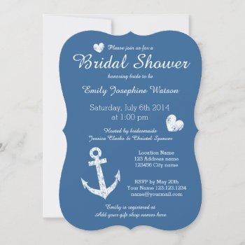 nautical navy blue bridal shower invitations