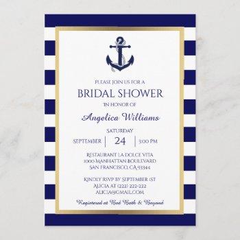 nautical navy blue/white bridal shower invitations