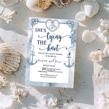 nautical she's tying the knot bridal shower  invitation