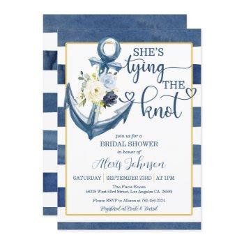 nautical she's tying the knot bridal shower (navy) invitation